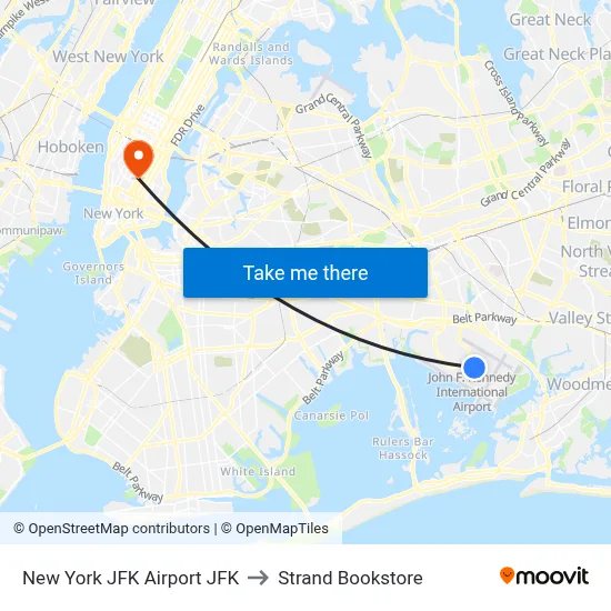 New York JFK Airport JFK to Strand Bookstore map