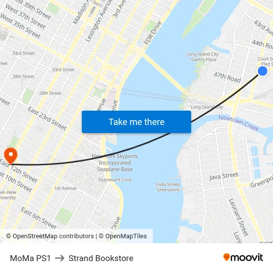 MoMa PS1 to Strand Bookstore map