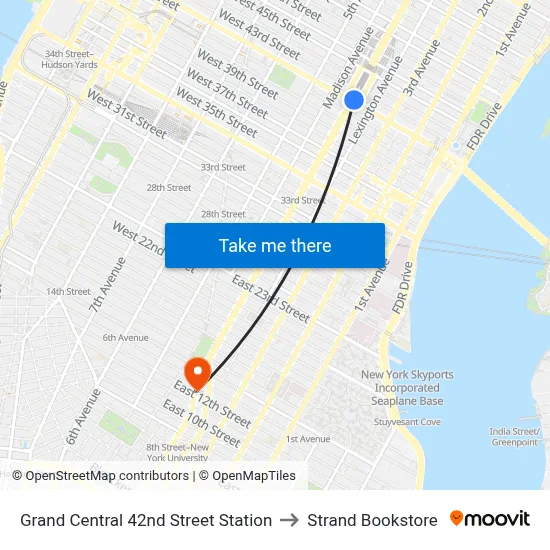 Grand Central 42nd Street Station to Strand Bookstore map