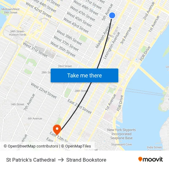 St Patrick's Cathedral to Strand Bookstore map