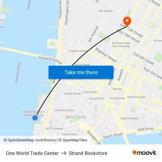 One World Trade Center to Strand Bookstore map