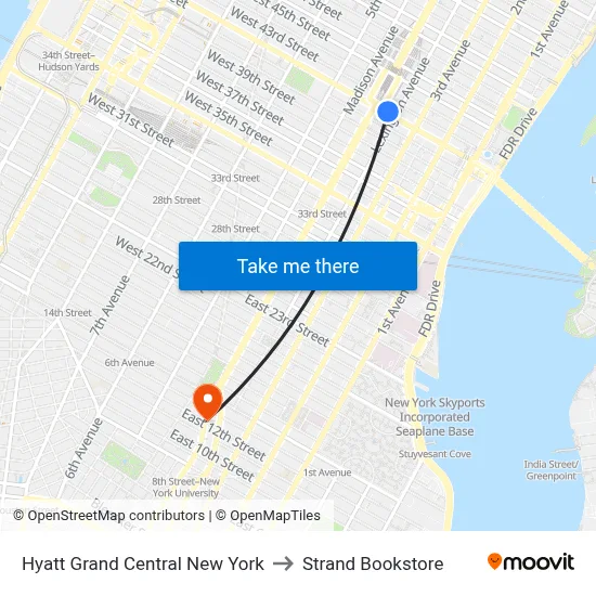 Hyatt Grand Central New York to Strand Bookstore map