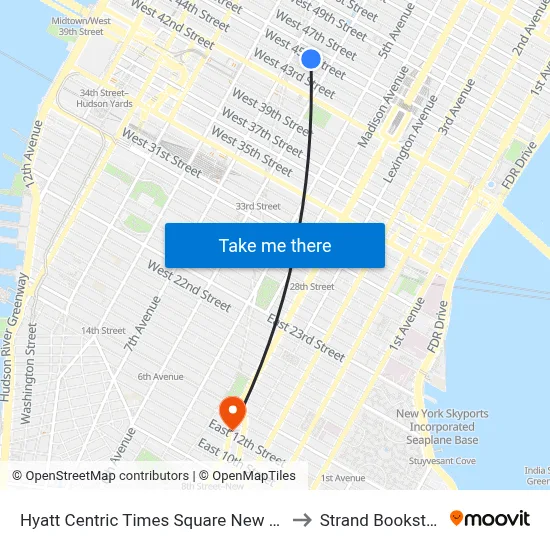 Hyatt Centric Times Square New York to Strand Bookstore map