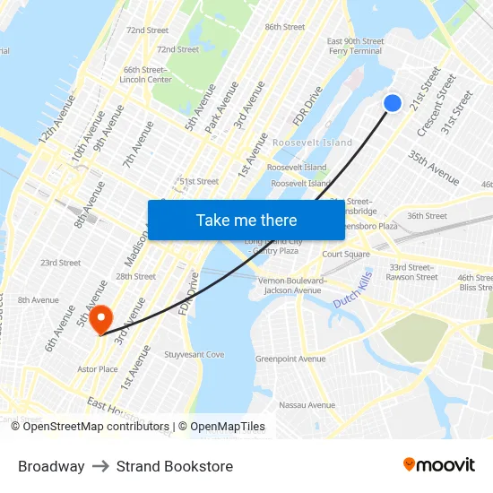Broadway to Strand Bookstore map