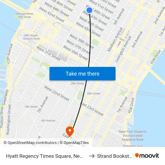 Hyatt Regency Times Square, New York to Strand Bookstore map