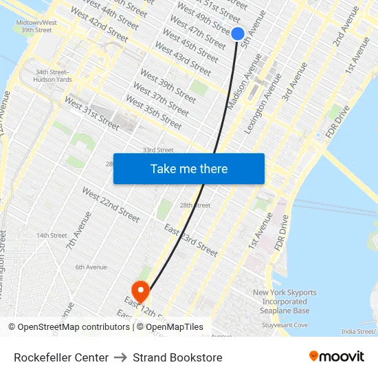 Rockefeller Center to Strand Bookstore map