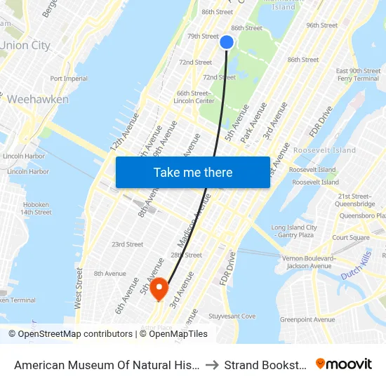 American Museum Of Natural History to Strand Bookstore map