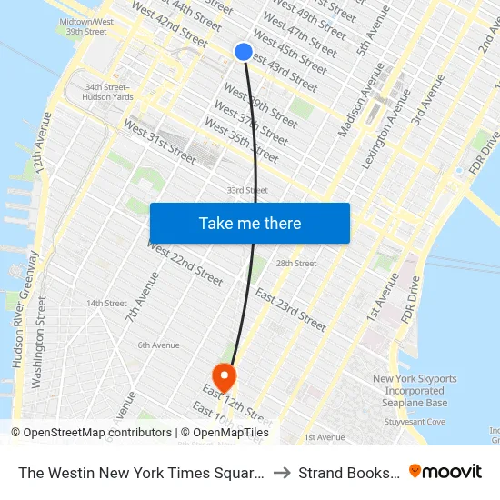 The Westin New York Times Square Hotel to Strand Bookstore map