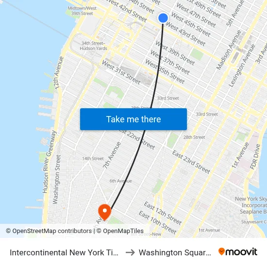 Intercontinental New York Times Square to Washington Square Church map