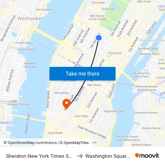 Sheraton New York Times Square Hotel to Washington Square Church map
