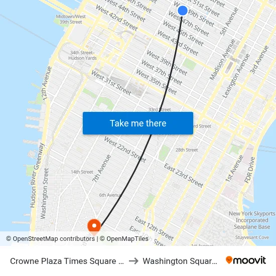 Crowne Plaza Times Square Manhattan to Washington Square Church map