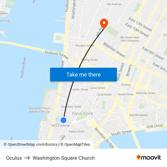 Oculus to Washington Square Church map
