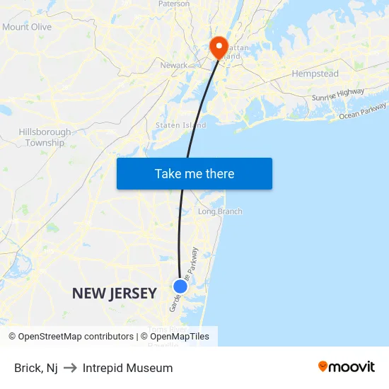 Brick to Intrepid Museum map