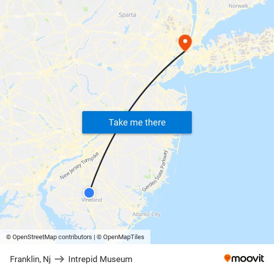 Franklin, Nj to Intrepid Museum map