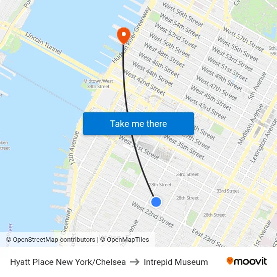 Hyatt Place New York/Chelsea to Intrepid Museum map