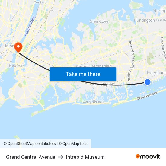 Grand Central Avenue to Intrepid Museum map