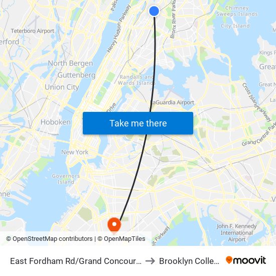 East Fordham Rd/Grand Concourse to Brooklyn College map