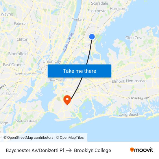 Baychester Av/Donizetti Pl to Brooklyn College map