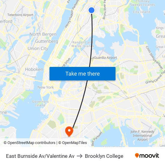 East Burnside Av/Valentine Av to Brooklyn College map
