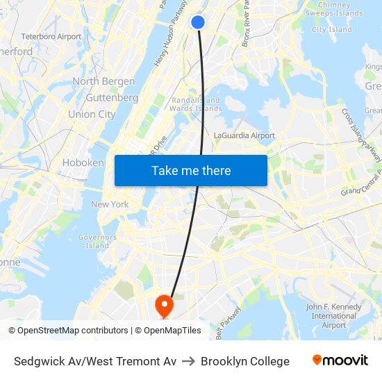 Sedgwick Av/West Tremont Av to Brooklyn College map