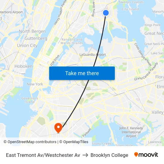 East Tremont Av/Westchester Av to Brooklyn College map