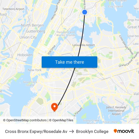 Cross Bronx Expwy/Rosedale Av to Brooklyn College map