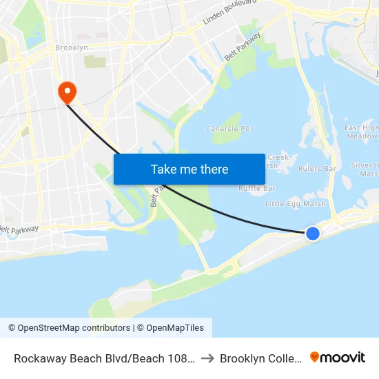 Rockaway Beach Blvd/Beach 108 St to Brooklyn College map