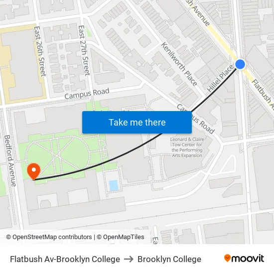 Flatbush Av-Brooklyn College to Brooklyn College map