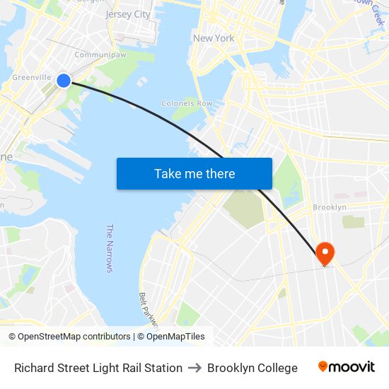 Richard Street Light Rail Station to Brooklyn College map