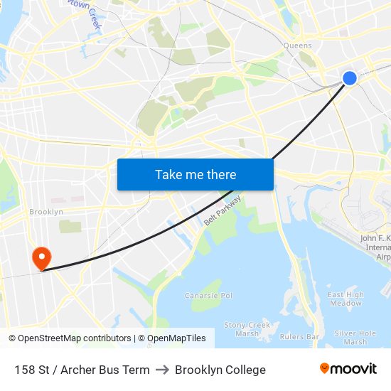 158 St / Archer Bus Term to Brooklyn College map