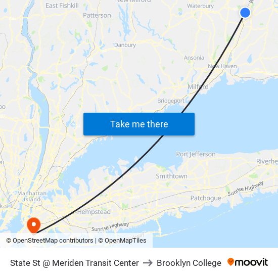 State St @ Meriden Transit Center to Brooklyn College map