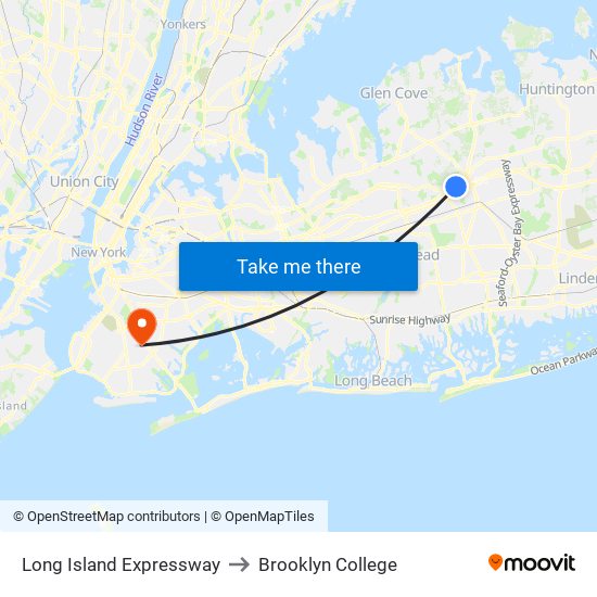 Long Island Expressway to Brooklyn College map