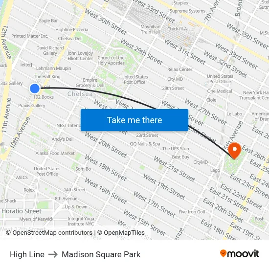 High Line to Madison Square Park map