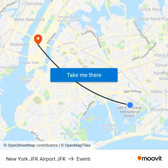 New York JFK Airport JFK to Eventi map