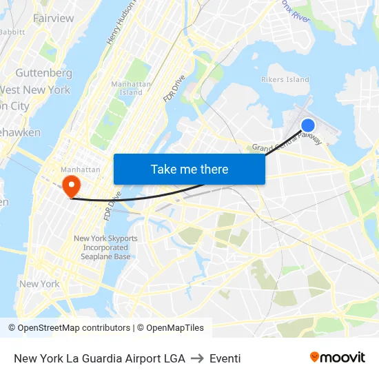 New York La Guardia Airport LGA to Eventi map