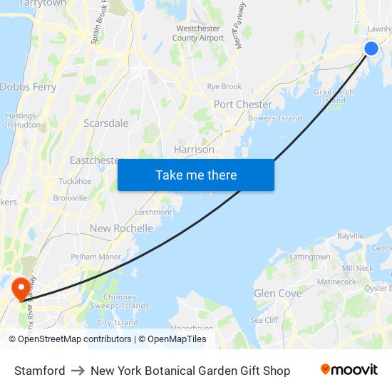 Stamford to New York Botanical Garden Gift Shop map