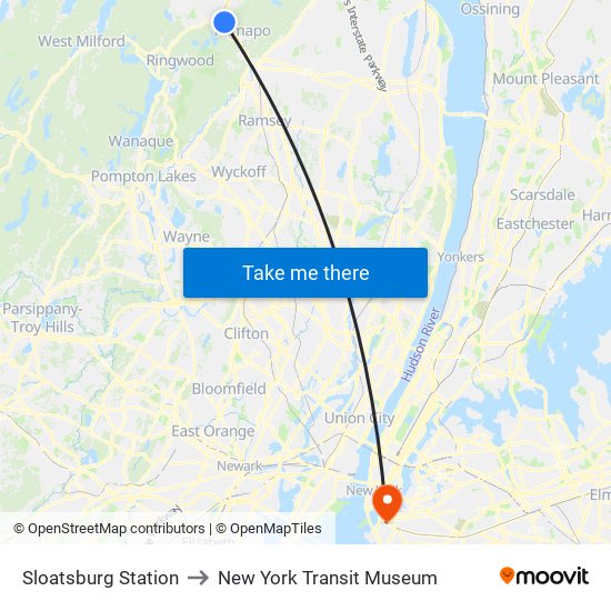 Sloatsburg Station to New York Transit Museum map