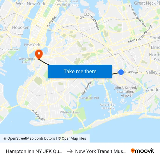 Hampton Inn NY JFK Queens to New York Transit Museum map