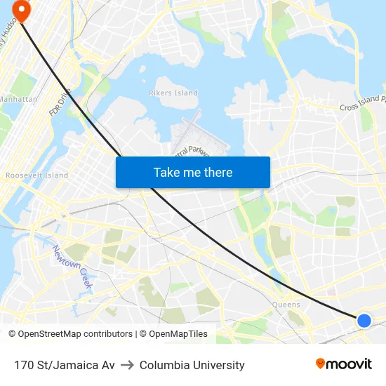 170 St/Jamaica Av to Columbia University map