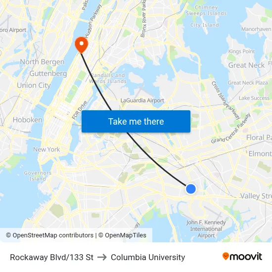 Rockaway Blvd/133 St to Columbia University map