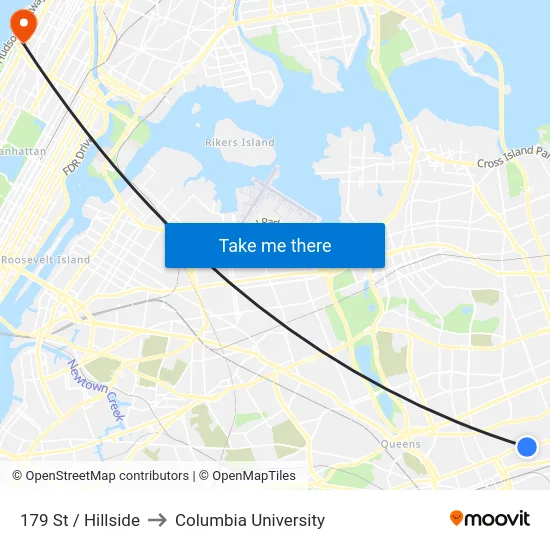 179 St / Hillside to Columbia University map