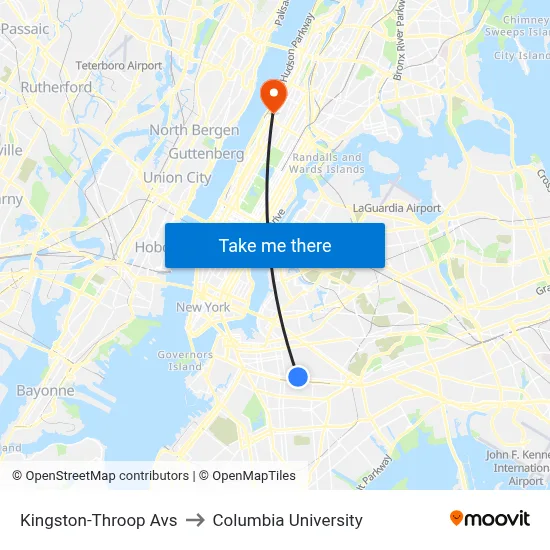 Kingston-Throop Avs to Columbia University map
