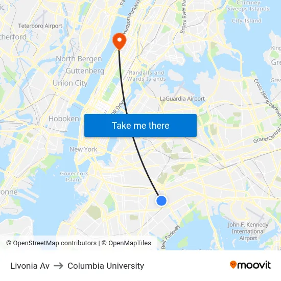 Livonia Av to Columbia University map