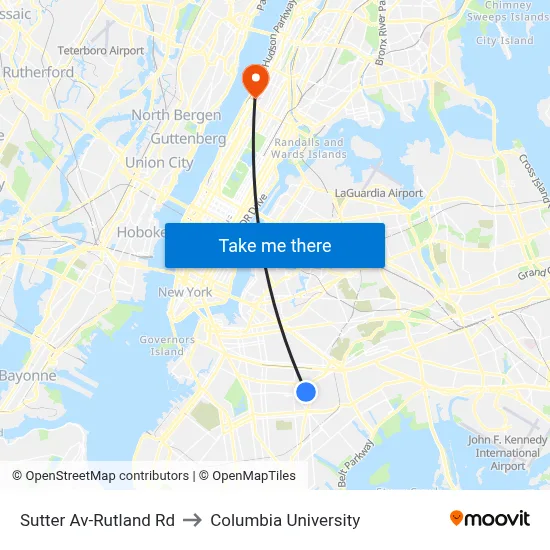 Sutter Av-Rutland Rd to Columbia University map