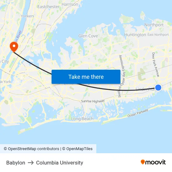 Babylon to Columbia University map