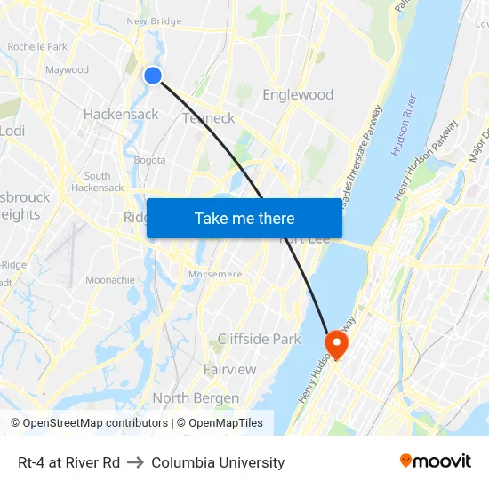 Rt-4 at River Rd to Columbia University map