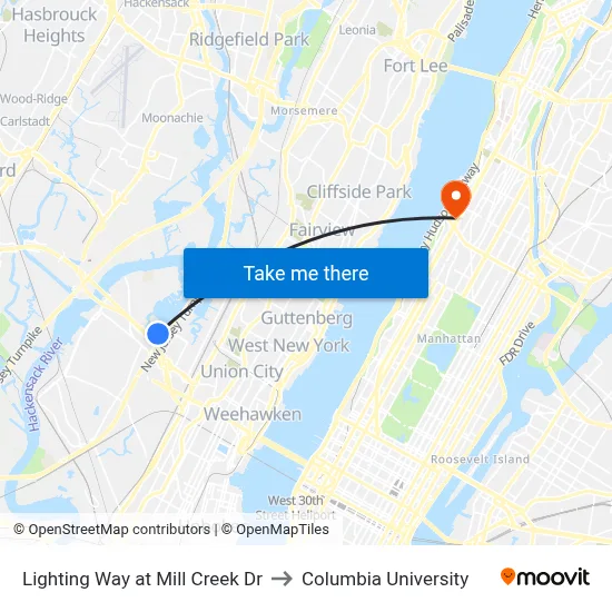Lighting Way at Mill Creek Dr to Columbia University map