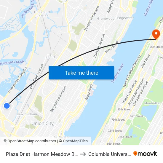 Plaza Dr at Harmon Meadow Blvd to Columbia University map