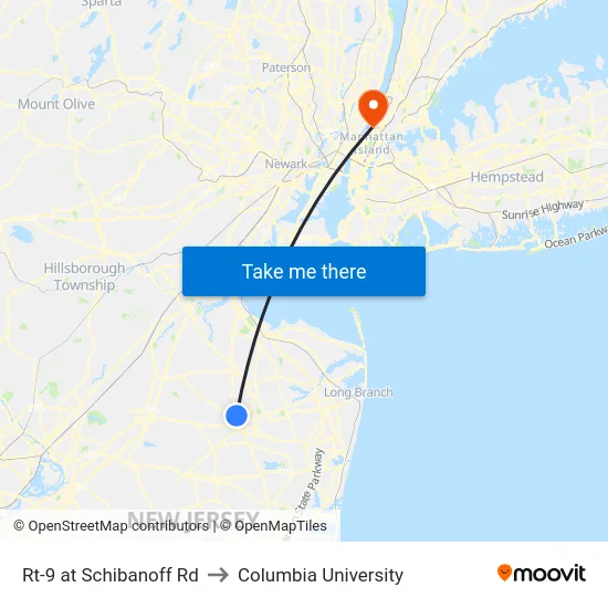 Rt-9 at Schibanoff Rd to Columbia University map