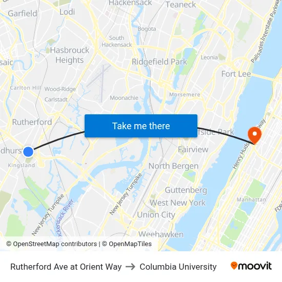 Rutherford Ave at Orient Way to Columbia University map